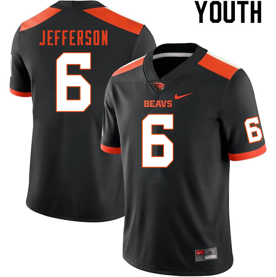 Youth #6 Jermar Jefferson Oregon State Beavers College Football Jerseys Sale-Black